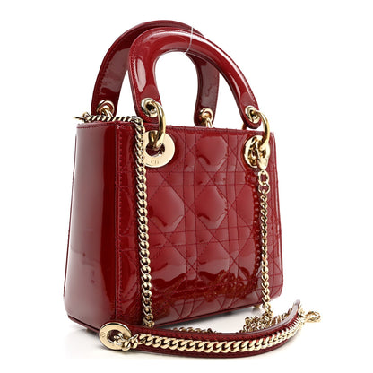 Patent Cannage Mini Lady Dior Red