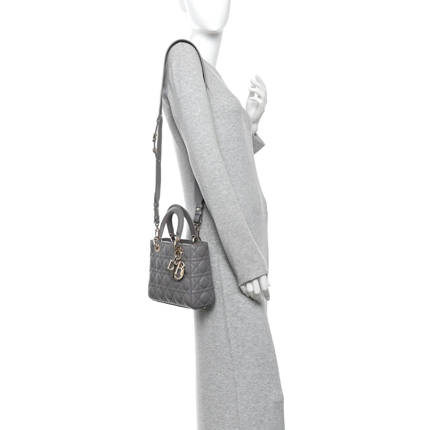 Lambskin Cannage Small My ABCDior Lady Dior Grey