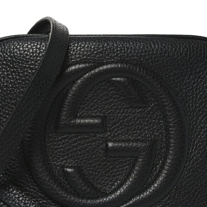 Pebbled Calfskin Small Soho Disco Bag Black