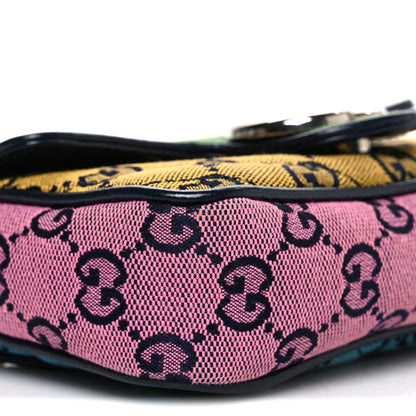 Monogram Multicolor Matelasse Diagonal Super Mini GG Marmont Shoulder Bag Green Blue Yellow Light Blue Pink