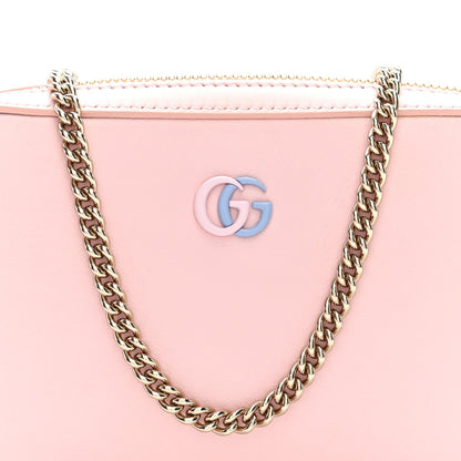 Dollar Calfskin Enamel Super Mini GG Marmont Chain Shoulder Bag  Light Pink Blue