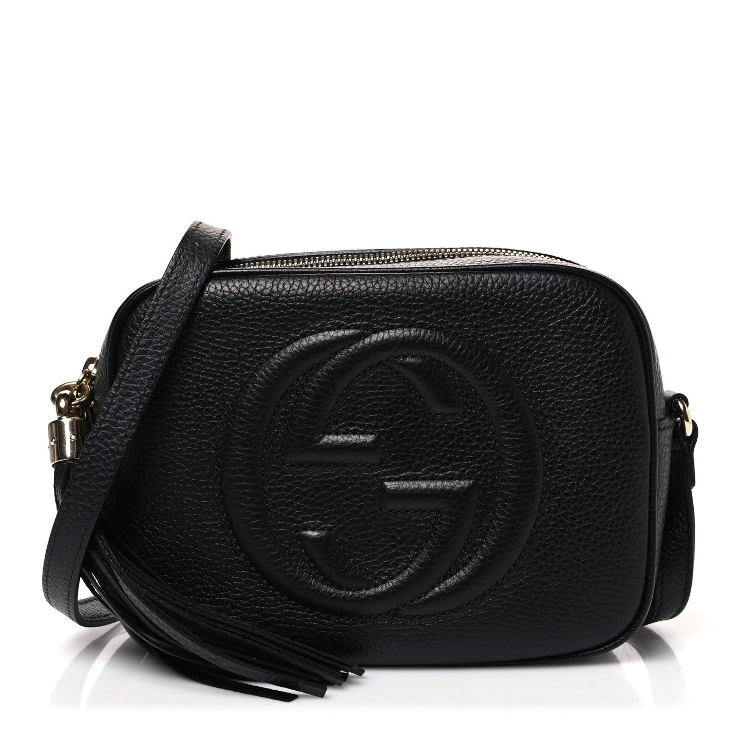 Pebbled Calfskin Small Soho Disco Bag Black