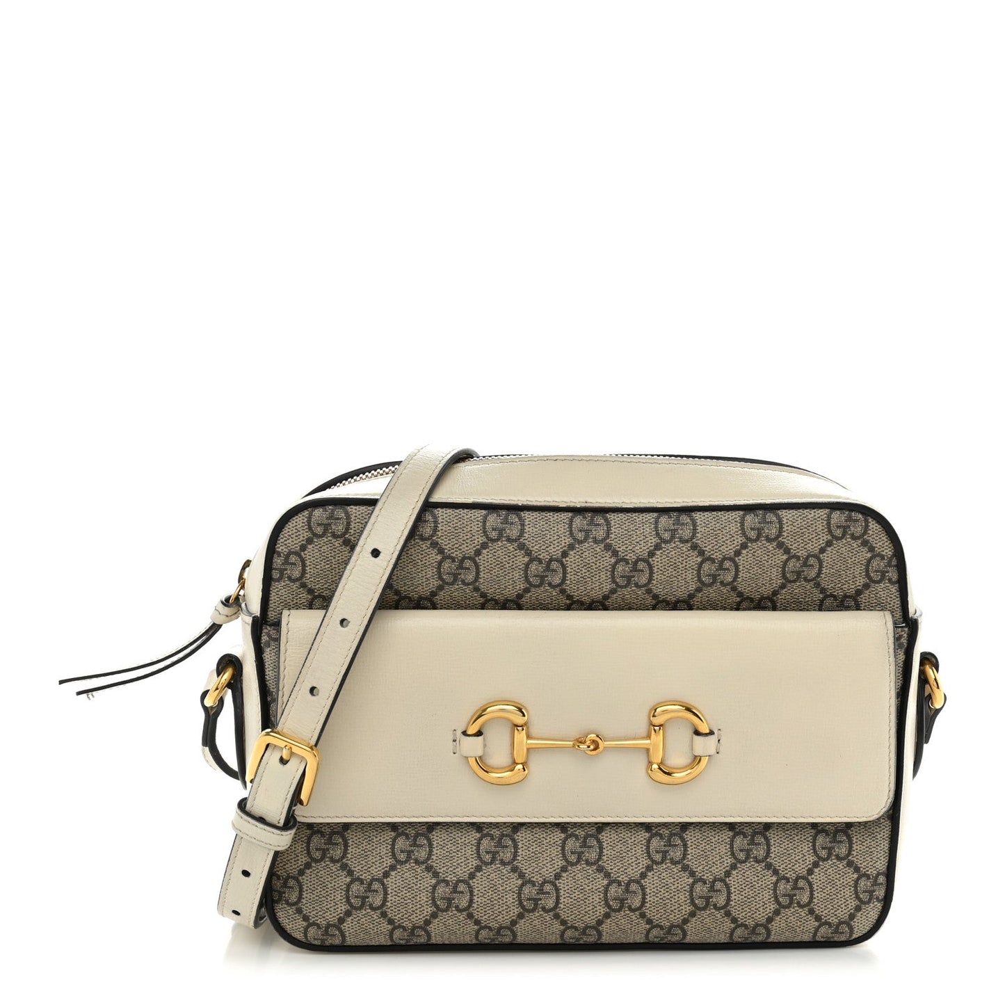 GG Supreme Monogram Small Horsebit 1955 Shoulder Bag Beige Mystic White