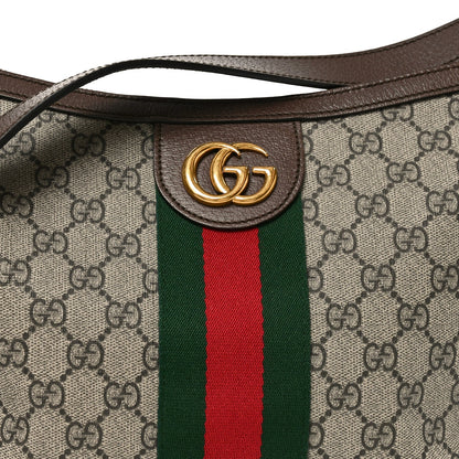 GG Supreme Monogram Web Small Ophidia Half Moon Hobo Brown