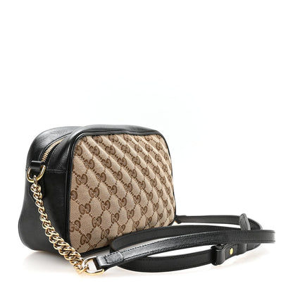 Monogram Matelasse Diagonal Small GG Marmont Chain Shoulder Bag Beige Black
