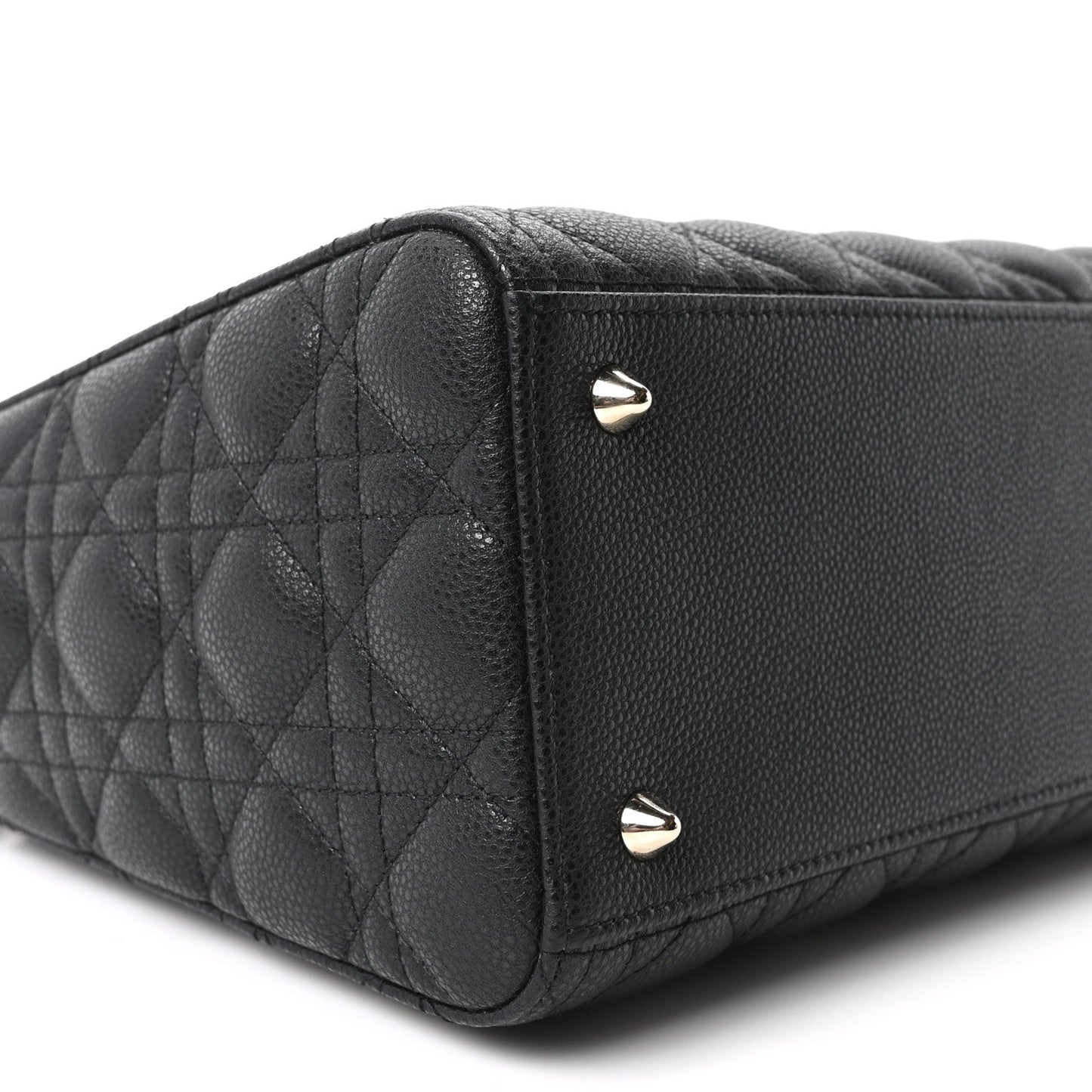 Grained Calfskin Cannage Medium Lady Dior Black