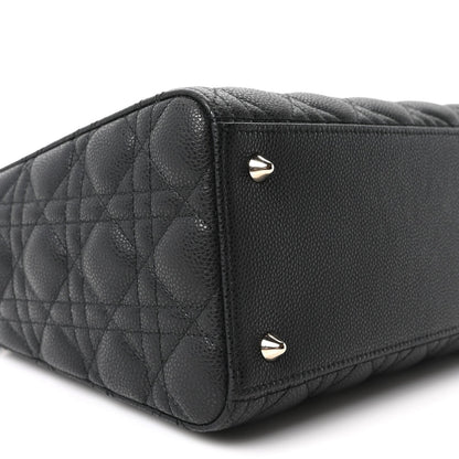 Grained Calfskin Cannage Medium Lady Dior Black