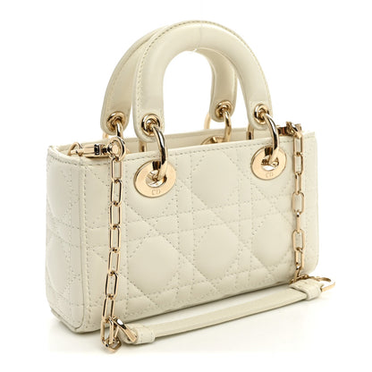 Lambskin Cannage Micro Lady D-Joy Latte