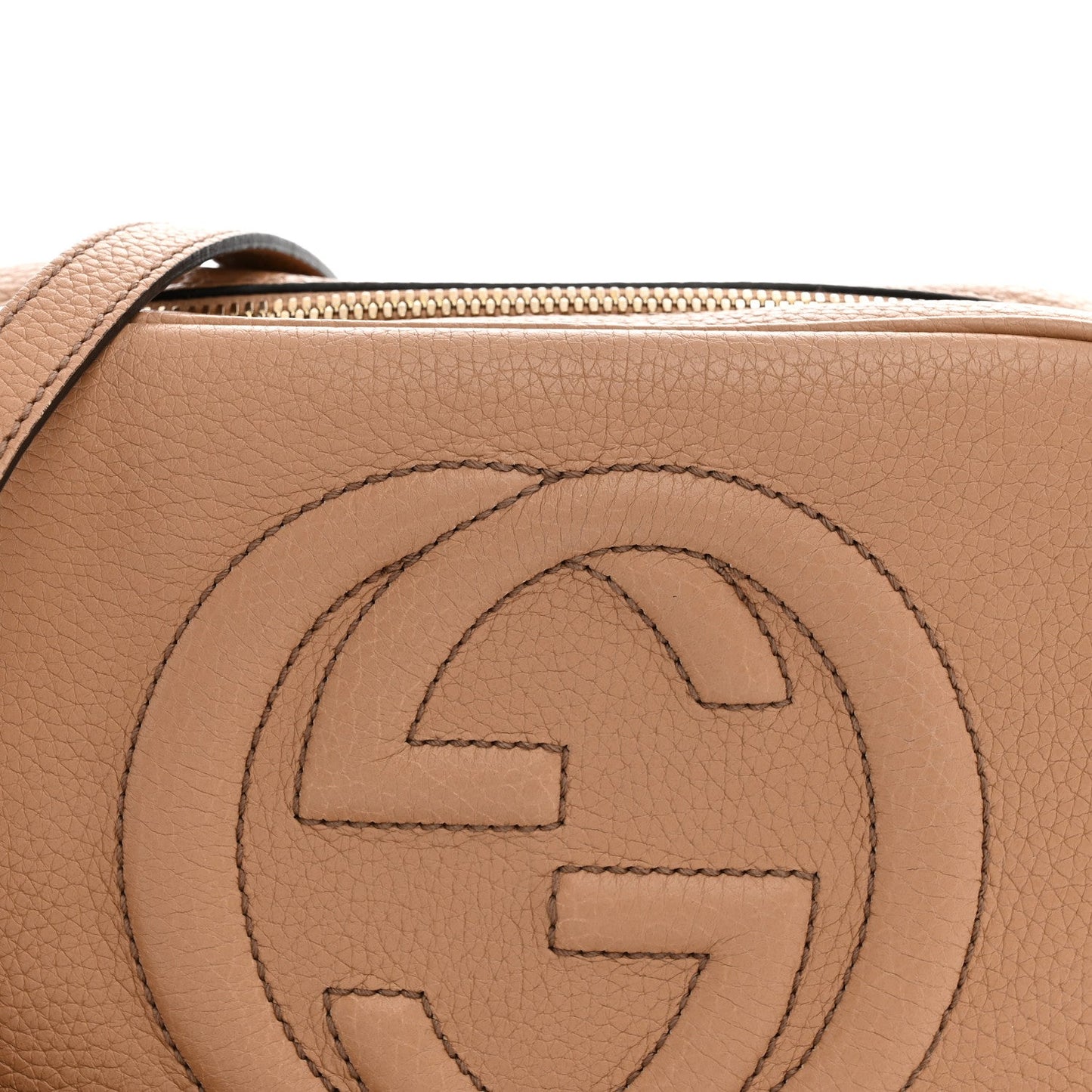 Pebbled Calfskin Small Soho Disco Bag Camelia