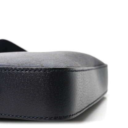 GG Supreme Monogram Textured Dollar Calfskin Web Ophidia Wristlet Shoulder Bag Black Blue