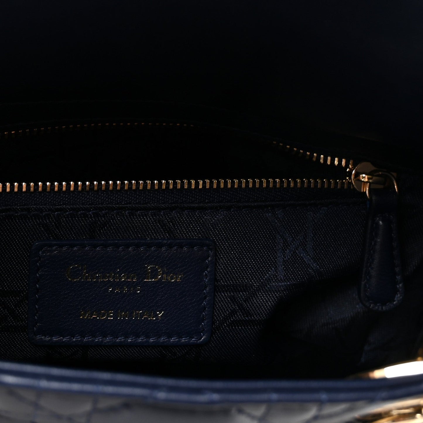 Lambskin Cannage Small Lucky Badges My Lady Dior Navy