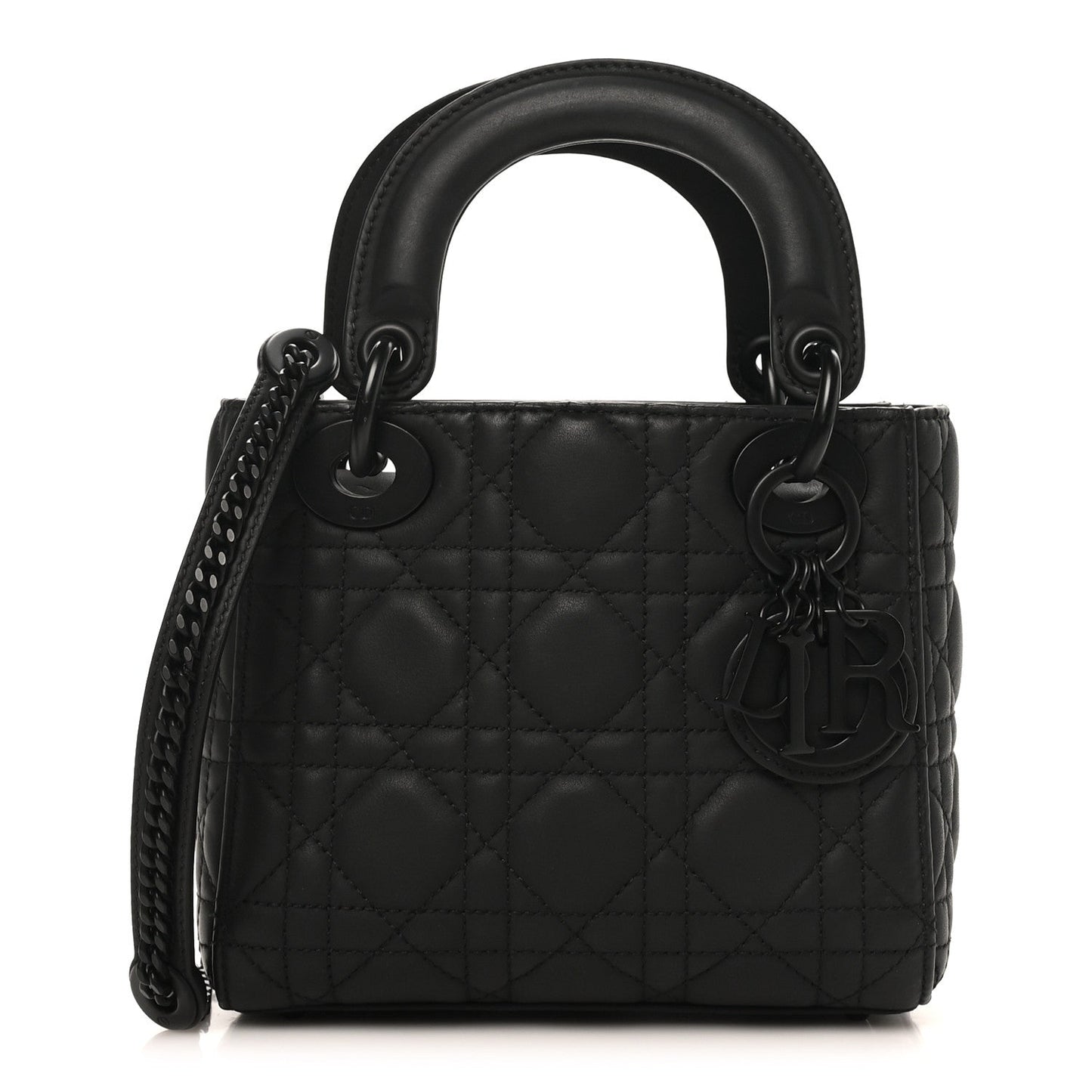 Ultra Matte Calfskin Cannage Mini Lady Dior Black