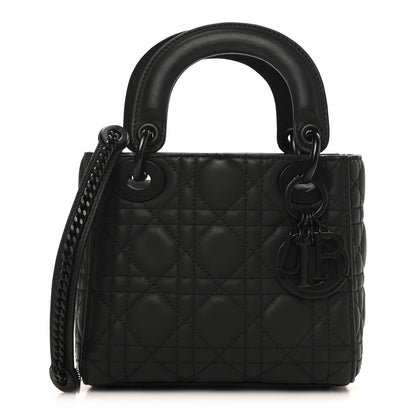 Ultra Matte Calfskin Cannage Mini Lady Dior Black