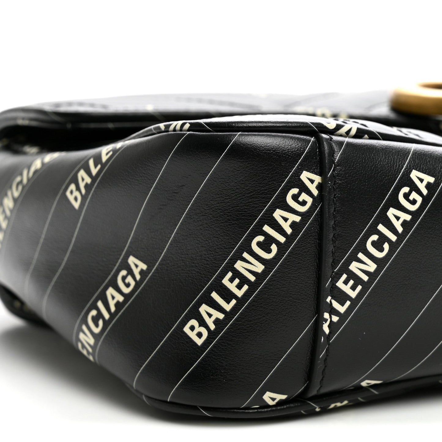 X BALENCIAGA Calfskin Matelasse Logo Print Small GG Marmont Shoulder Bag Black