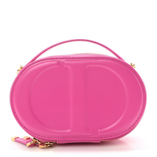 Calfskin CD Signature Oval Crossbody Camera Bag Rani Pink