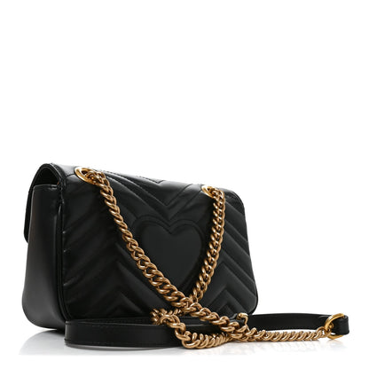Calfskin Matelasse Mini GG Marmont Shoulder Bag Black