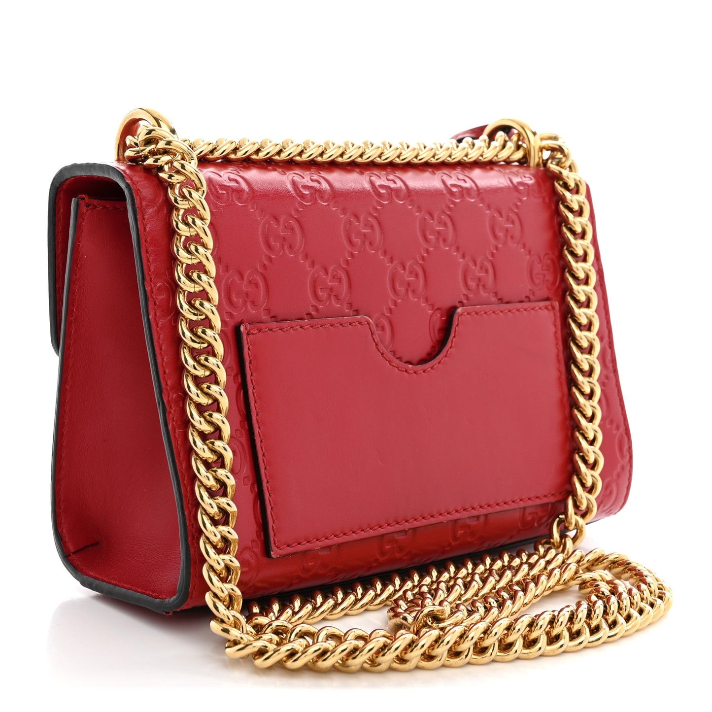 Guccissima Small Padlock Shoulder Bag Hibiscus Red