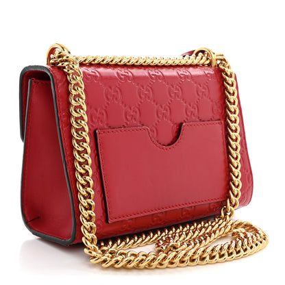 Guccissima Small Padlock Shoulder Bag Hibiscus Red