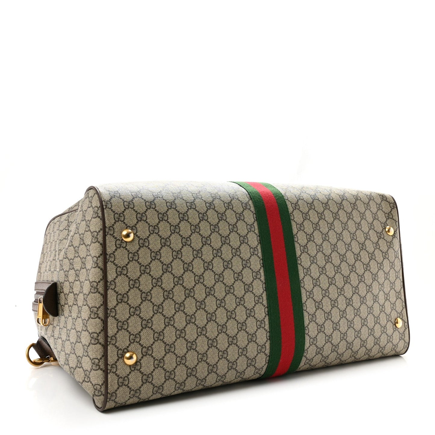 GG Supreme Monogram Textured Dollar Calfskin Web Large Savoy Duffle Bag  Beige Ebony New Acero