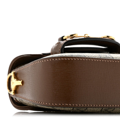 GG Supreme Monogram Azalea Calfskin Web Horsebit 1955 Wallet On Strap Beige Ebony Brown Sugar
