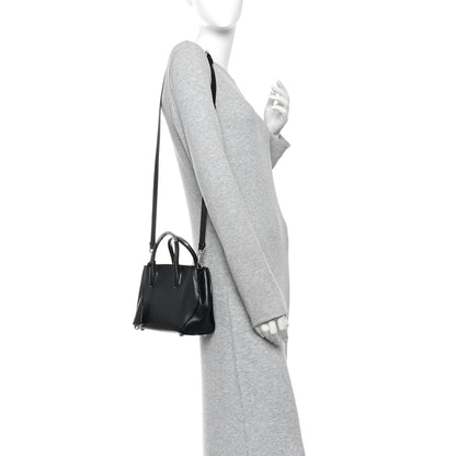 Grained Calfskin Small Open Bar Tote Black