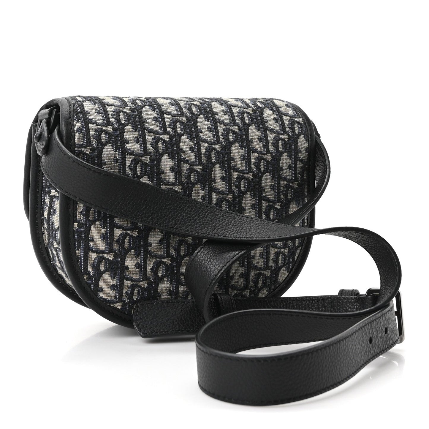 Oblique Grained Calfskin Mini Gallop Bag With Strap Black Beige