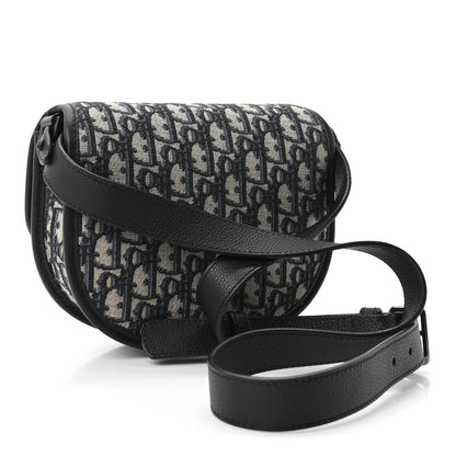 Oblique Grained Calfskin Mini Gallop Bag With Strap Black Beige
