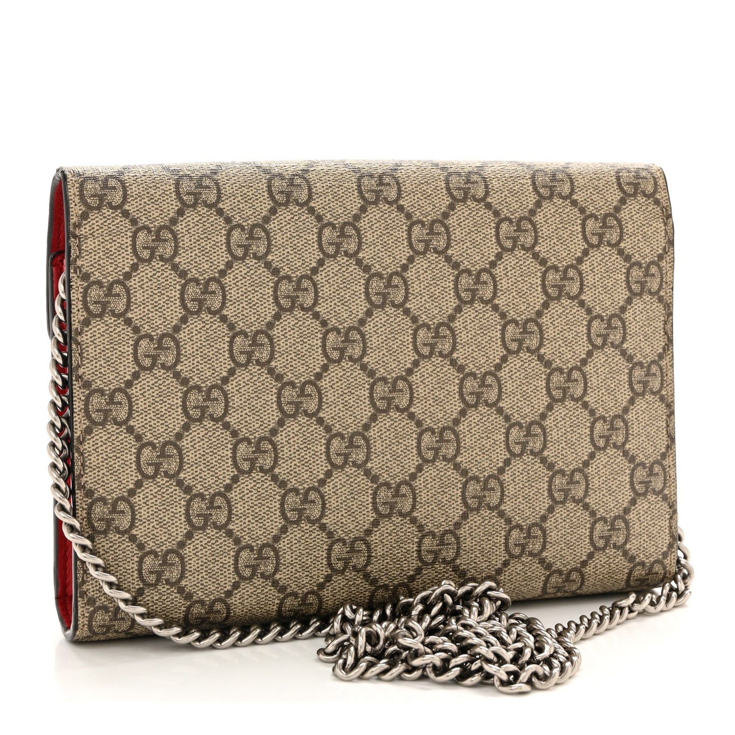 GG Supreme Monogram Mini Dionysus Chain Wallet Beige Vulcanic Red