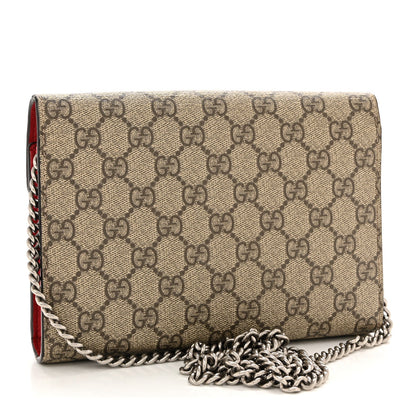 GG Supreme Monogram Mini Dionysus Chain Wallet Beige Vulcanic Red