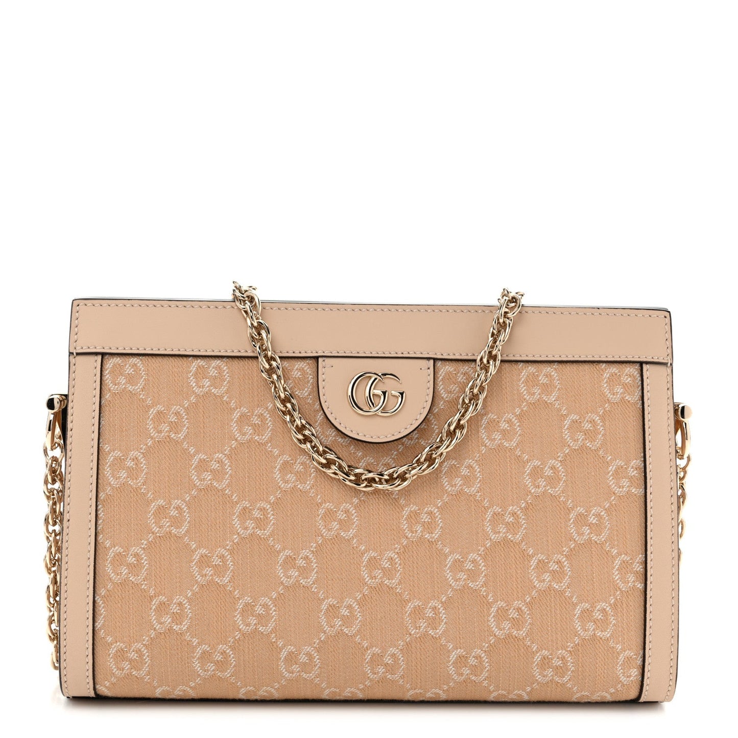Summer Denim Calfskin GG Monogram Small Ophidia Chain Shoulder Bag Souffle Rose