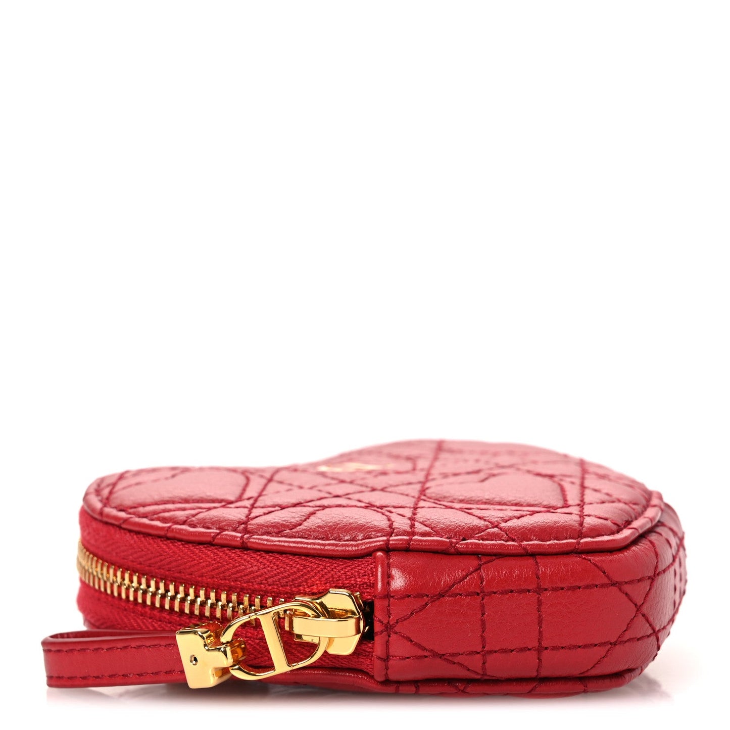 Calfskin Cannage Dioramour Caro Heart Pouch With Chain Bright Red