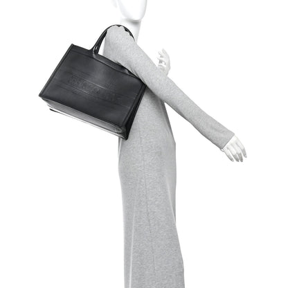 Calfskin Embossed Medium Book Tote Black