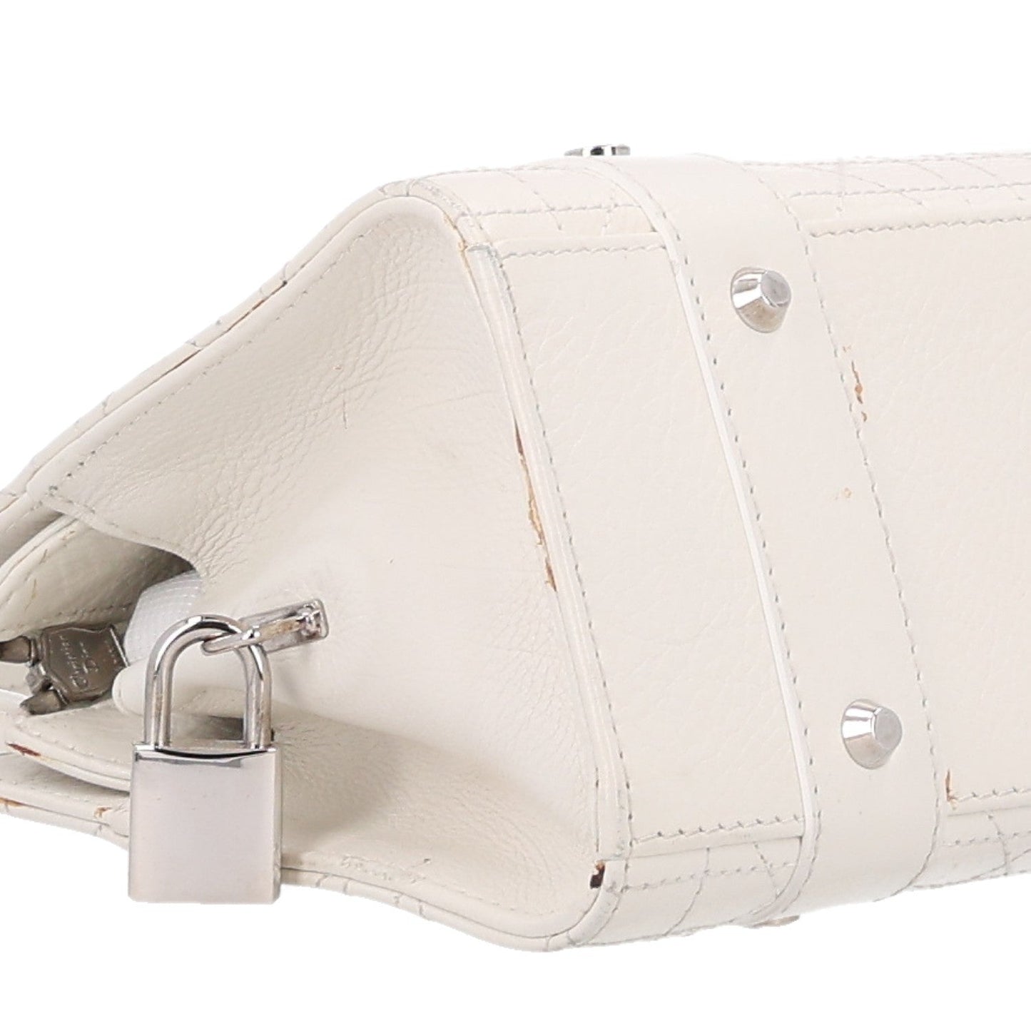 Calfskin Cannage Stitched East West Lady Dior White
