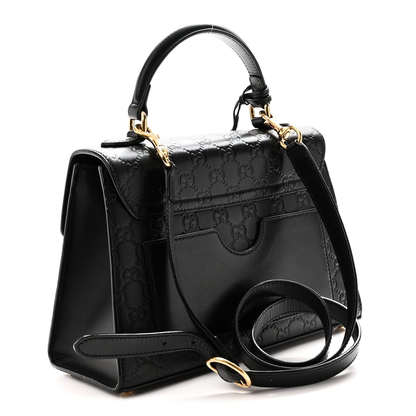 Guccissima Signature Small Padlock Top Handle Bag Black Black