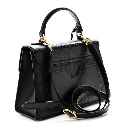 Guccissima Signature Small Padlock Top Handle Bag Black Black