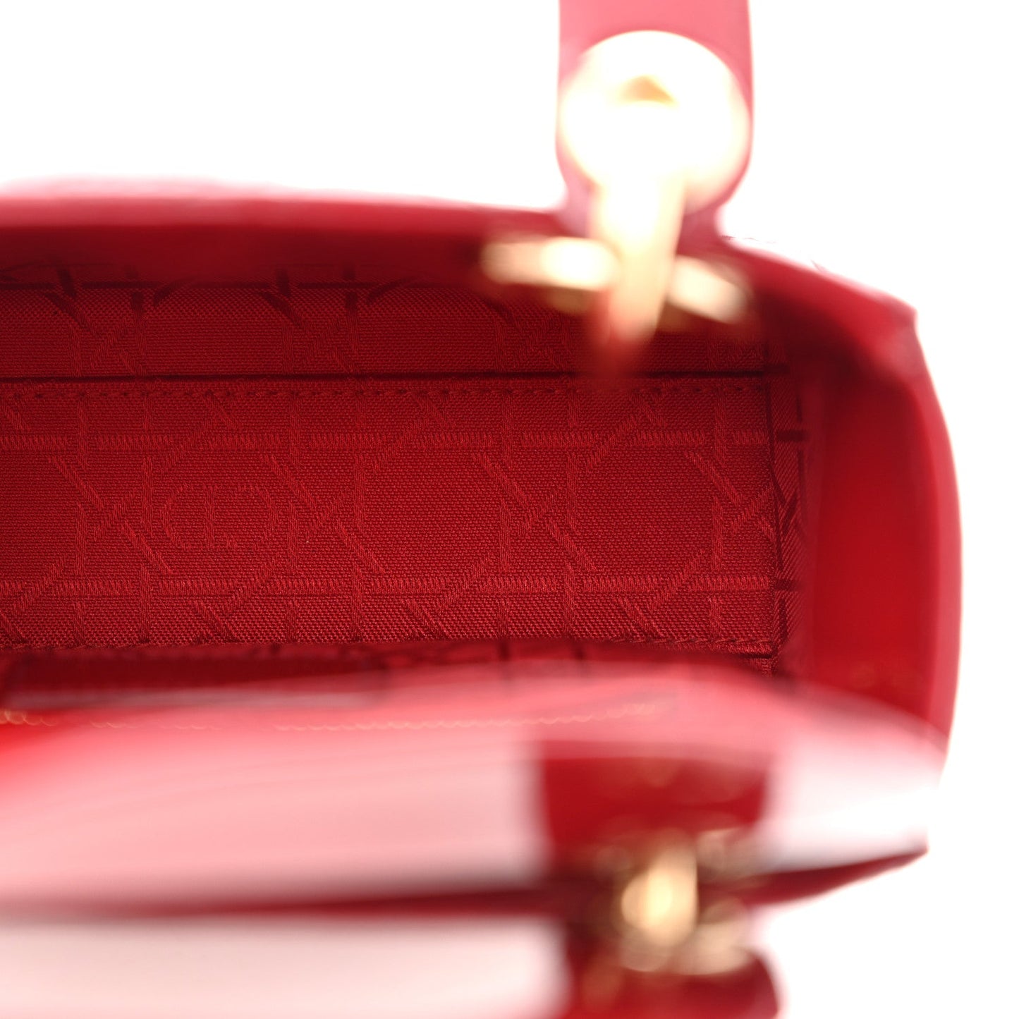 Patent Cannage Mini Lady Dior Red