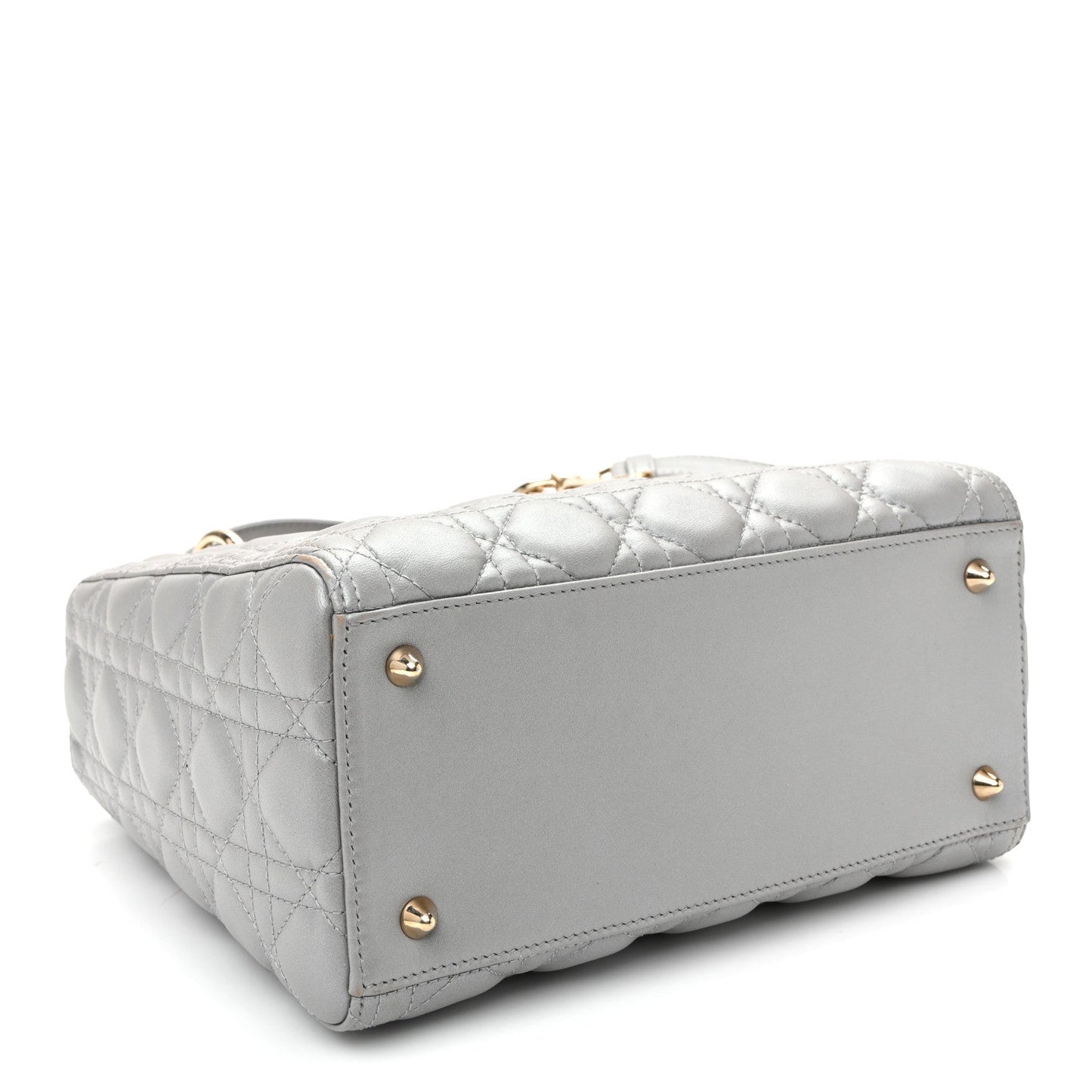 Pearly Lambskin Cannage Medium Lady Dior Grey