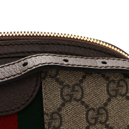 GG Supreme Monogram Textured Dollar Calfskin Web Small Ophidia Dome Shoulder Bag Beige Ebony New Acero