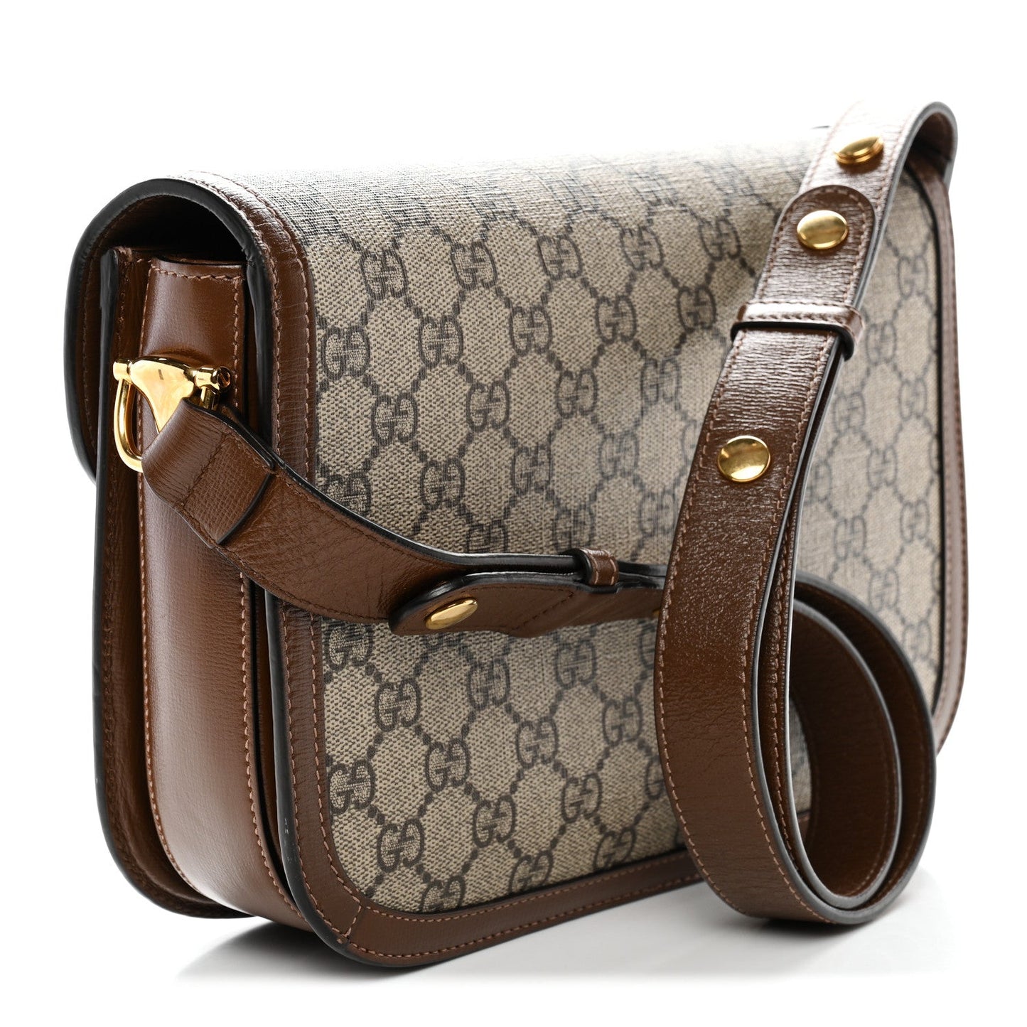 GG Supreme Monogram Horsebit 1955 Shoulder Bag Beige Brown Sugar