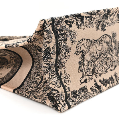 Canvas Embroidered Medium Dioriviera Toile De Jouy Book Tote Black