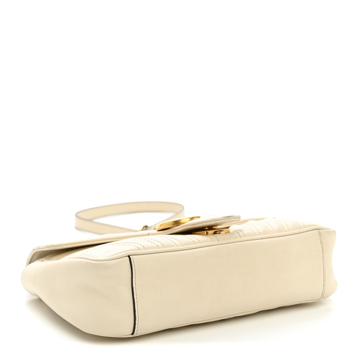 Calfskin Matelasse Small GG Marmont Shoulder Bag White