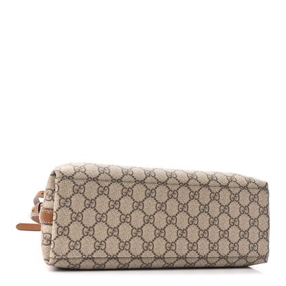 GG Supreme Monogram Emblem Medium Tote Bag Beige Dark Brown