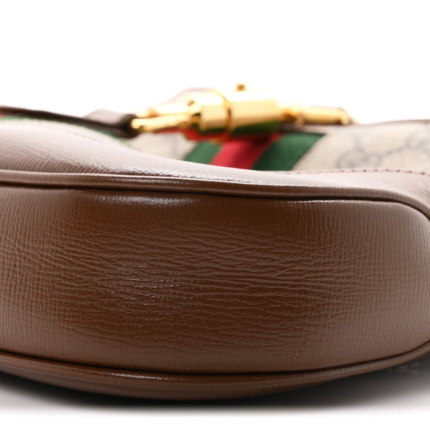 GG Supreme Monogram Azalea Calfskin Web Small Jackie 1961 Hobo Beige Ebony Brown Sugar