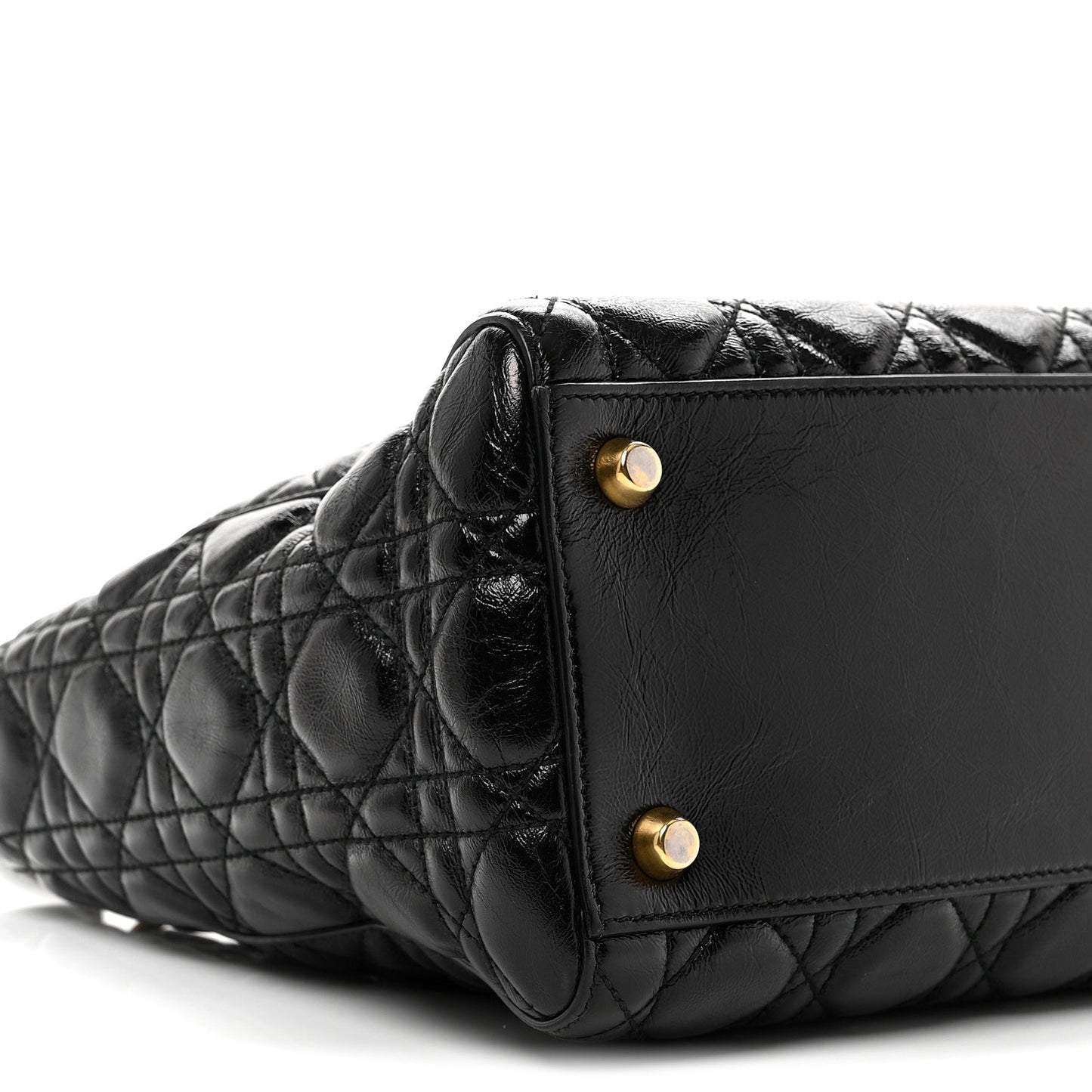 Crinkled Patent Cannage Medium Bohemian Lady Dior Black
