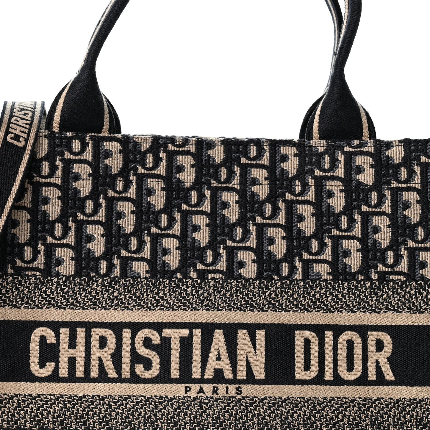Oblique Calfskin Medium Book Tote With Strap Blue Multicolor