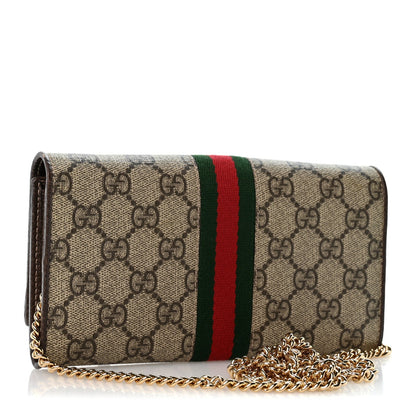 GG Supreme Monogram Web Ophidia Wallet On Chain Brown