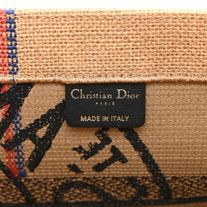 Canvas Jute Embroidered Medium Book Tote Black Beige