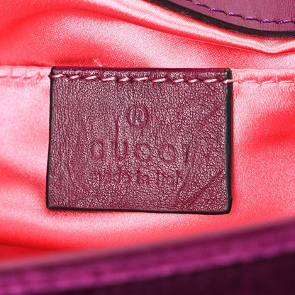 Velvet Matelasse Mini GG Marmont Shoulder Bag Fuchsia Violet Cyclamen