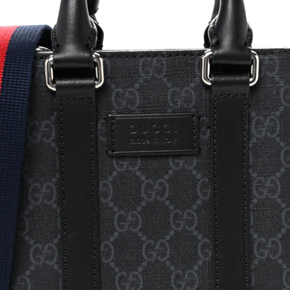 GG Supreme Monogram Appia Calfskin Web Mini Tote Bag Black