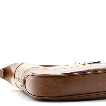 GG Supreme Monogram Azalea Calfskin Web Small Jackie 1961 Hobo Beige Ebony Brown Sugar